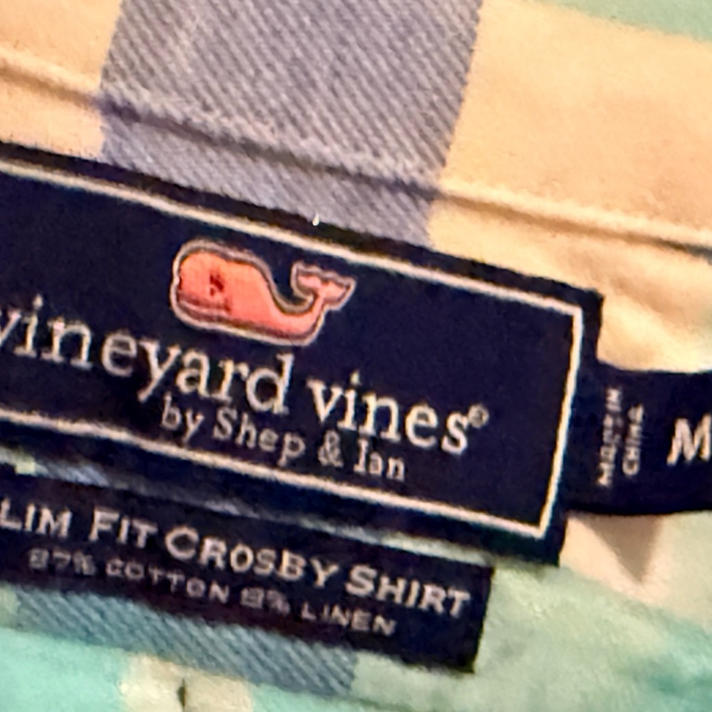 Men's Vineyard Vines Blue & White Plaid Button-Down Shirt - Picture 3 of 4